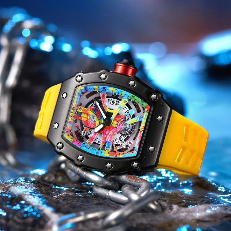 Fashion Mechanical Watch – Colorful RM Design, Automatic, Rubber Strap - Image 4