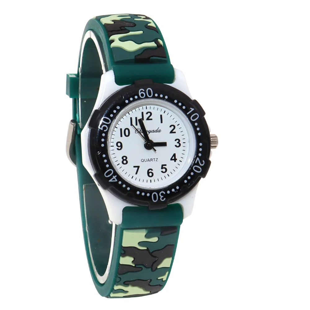High-Quality Boys' Quartz Cartoon Wristwatch Camouflage Kids Watch