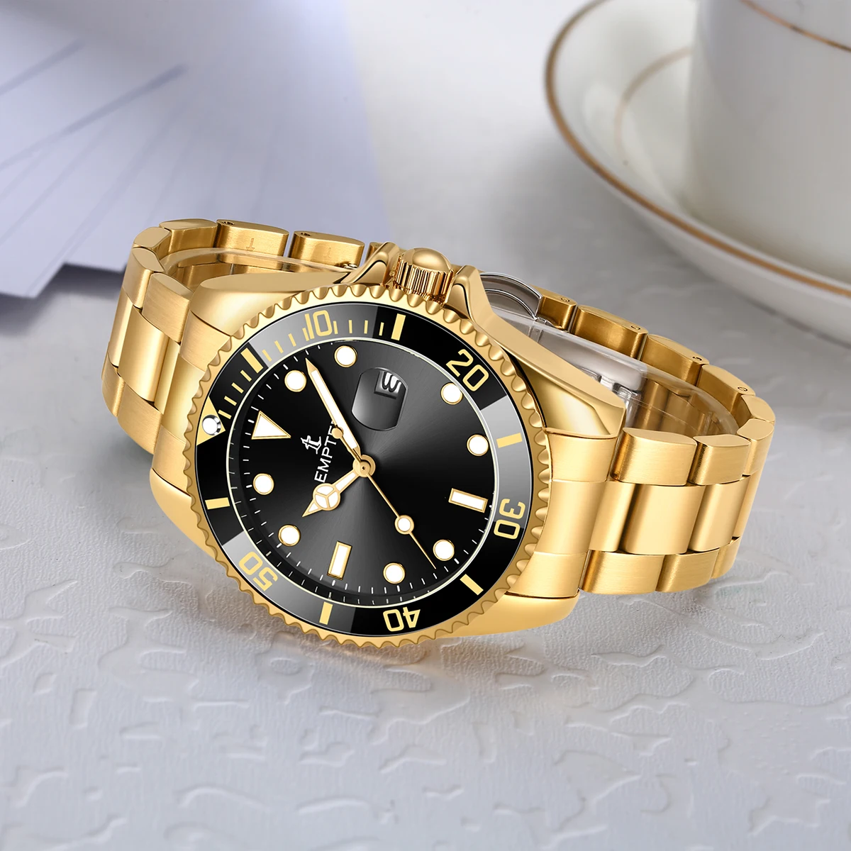 Men's Luxury Watch – Big Face, Date, Waterproof, Two-Tone Steel - Image 3