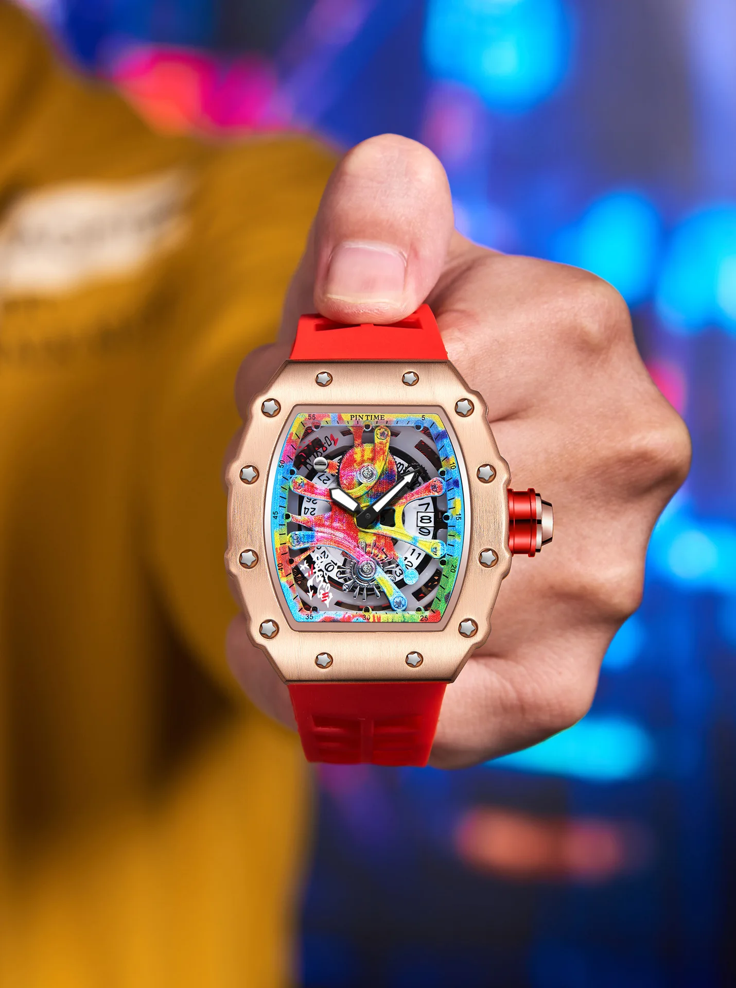 Fashion Mechanical Watch – Colorful RM Design, Automatic, Rubber Strap - Image 20