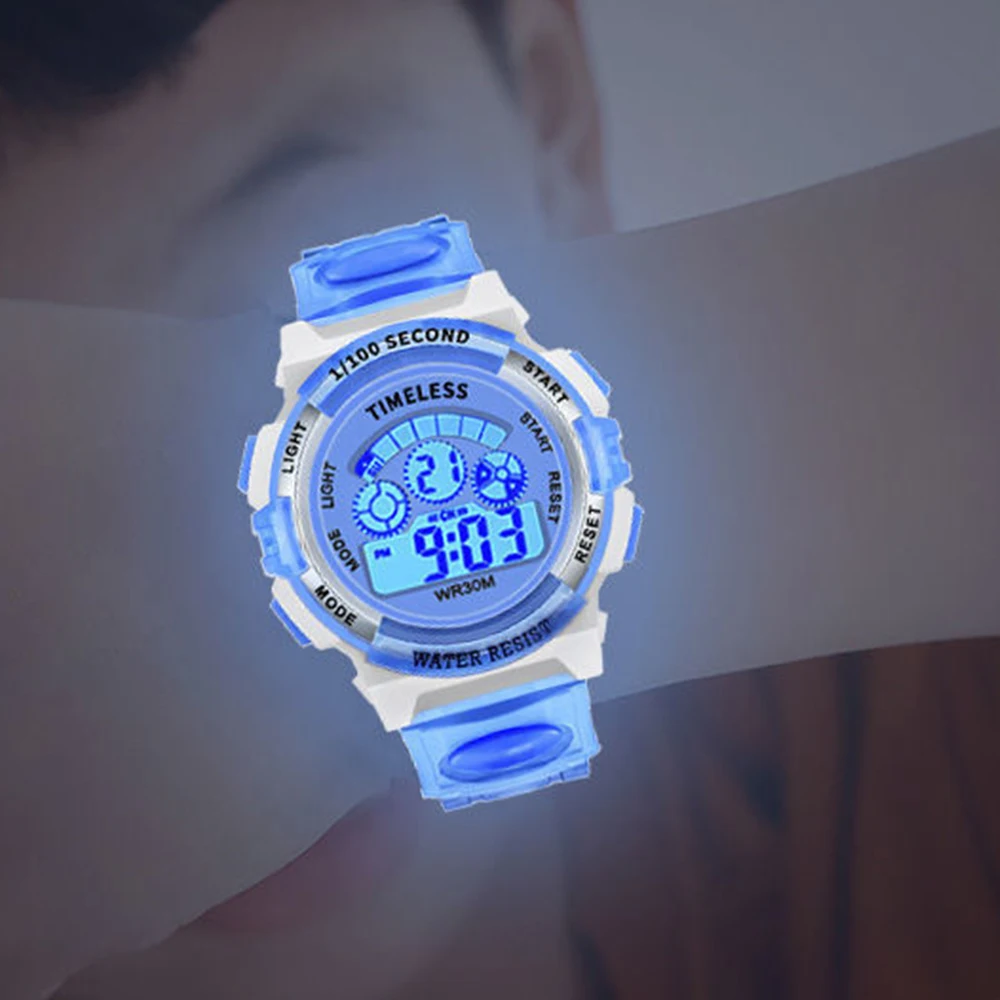 Kids Colorful Luminous Dial Waterproof Electronic Watch