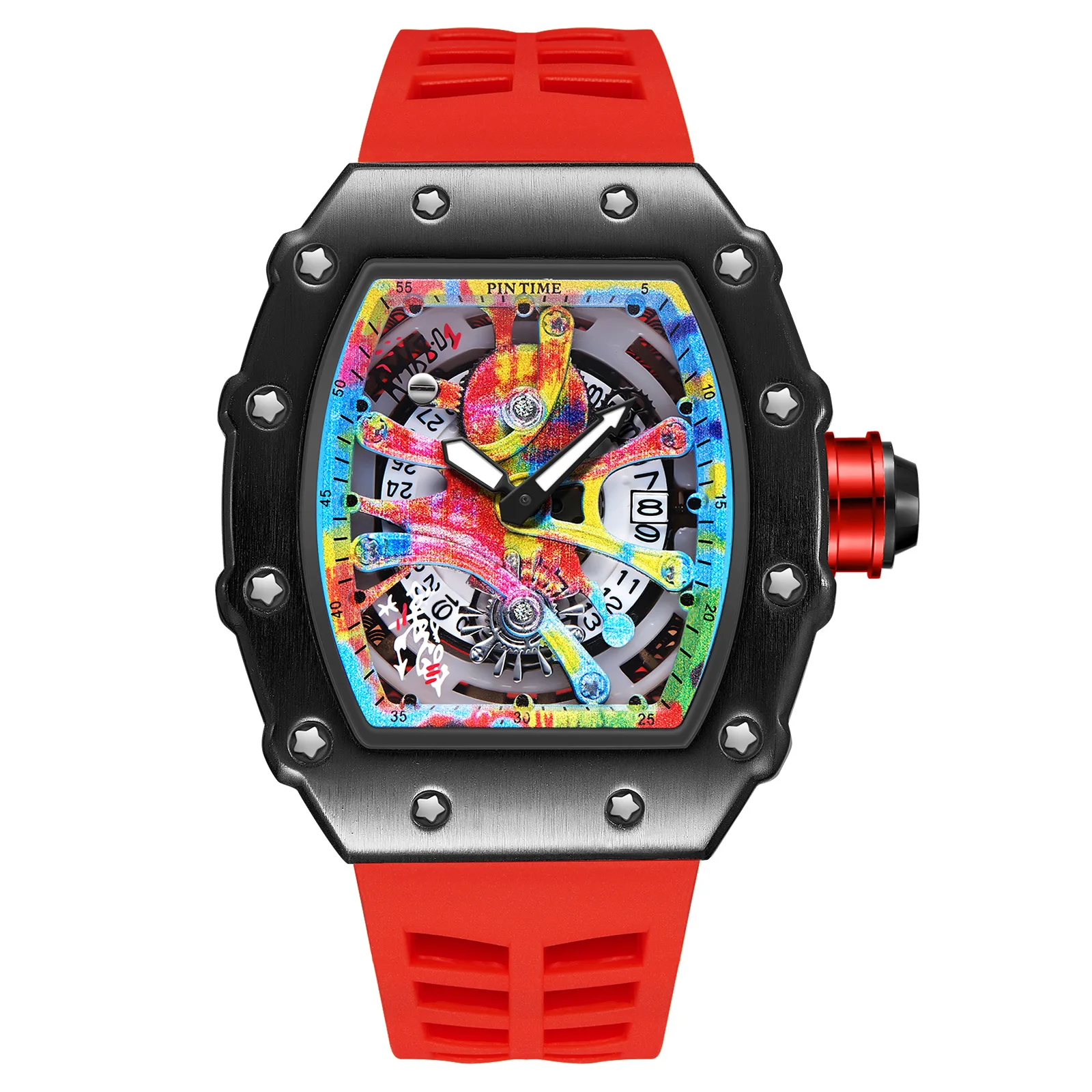 Fashion Mechanical Watch – Colorful RM Design, Automatic, Rubber Strap - Image 10