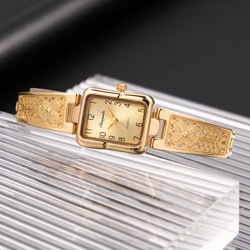 Luxury Gold & Silver Elegant Square Quartz Watch - Image 4