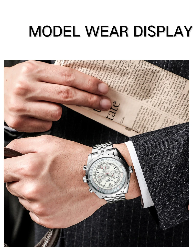 JARAGAR Automatic Watch – Vintage Style, Big Dial, Stainless Steel - Image 10