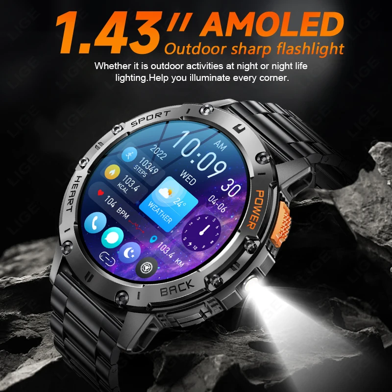 AMOLED Smartwatch for Men – Bluetooth Call, Fitness, Waterproof - Image 2