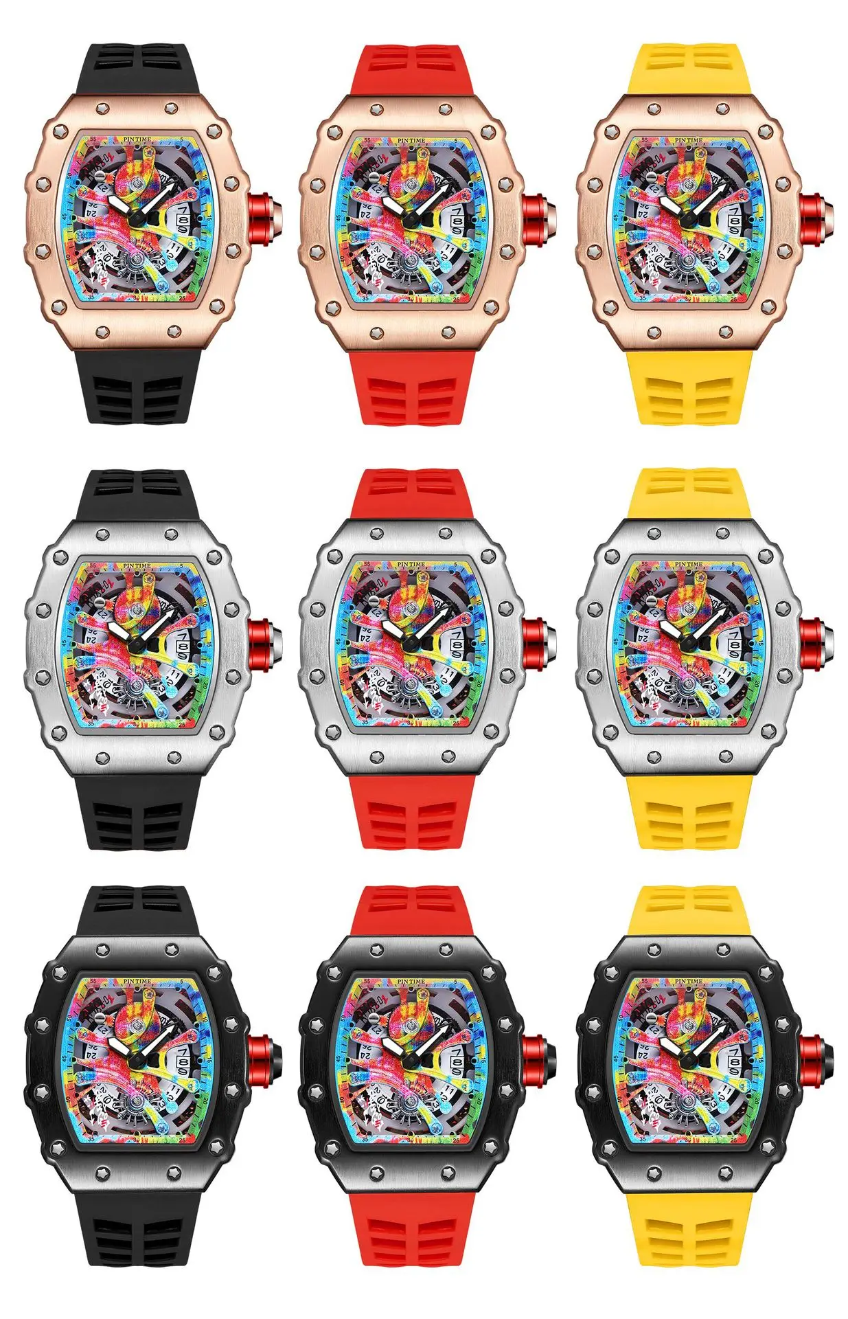 Fashion Mechanical Watch – Colorful RM Design, Automatic, Rubber Strap - Image 21