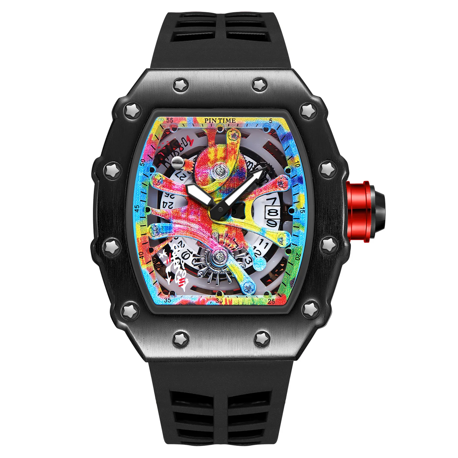 Fashion Mechanical Watch – Colorful RM Design, Automatic, Rubber Strap - Image 15
