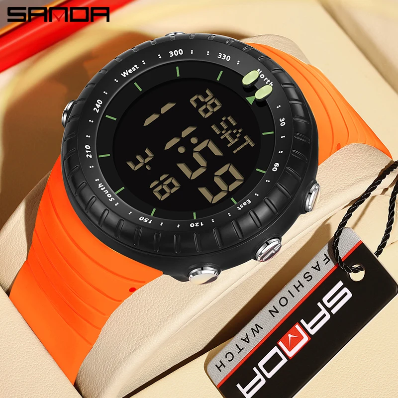 SANDA Men's Sports Watch – LED Digital, Military Style, Waterproof