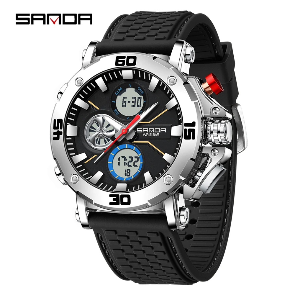SANDA Men's Dual Display Watch – Chronograph, Alarm, Countdown - Image 8