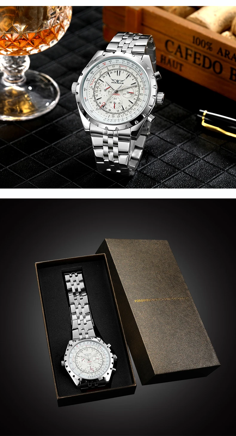 JARAGAR Automatic Watch – Vintage Style, Big Dial, Stainless Steel - Image 17