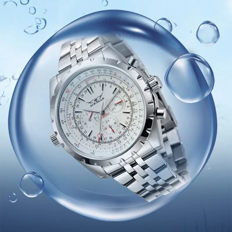 JARAGAR Automatic Watch – Vintage Style, Big Dial, Stainless Steel - Image 4